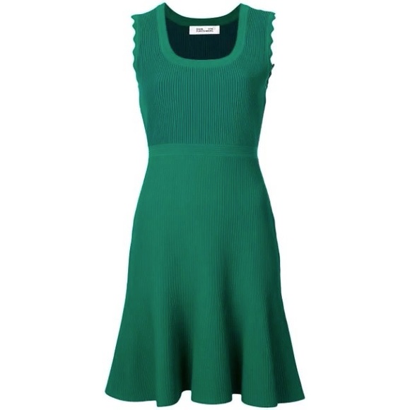 Diane Von Furstenberg Adi Green Ribbed Dress Small - Picture 10 of 10